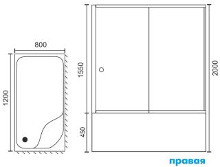 Душевой уголок Royal Bath BP 120x80см правый белый RB8120BP-C-R